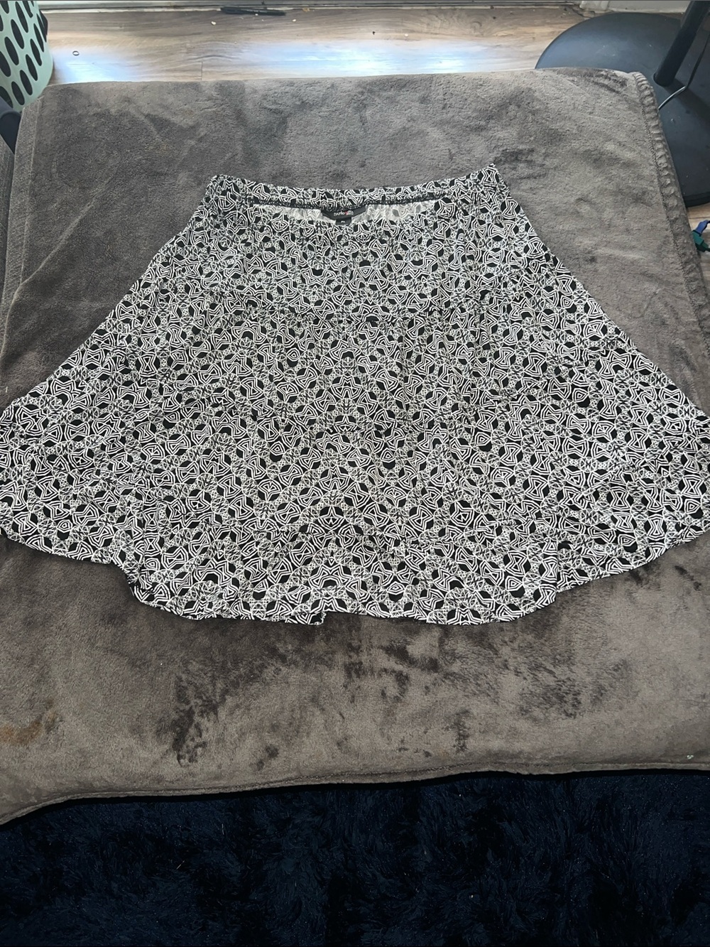 Style & Co. Black and White Floral-Print Skater Skirt